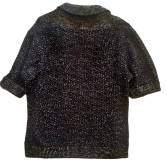 Black Shawl Neck Cardigan with Gold Thread XL New Condition - Picture 2 of 4